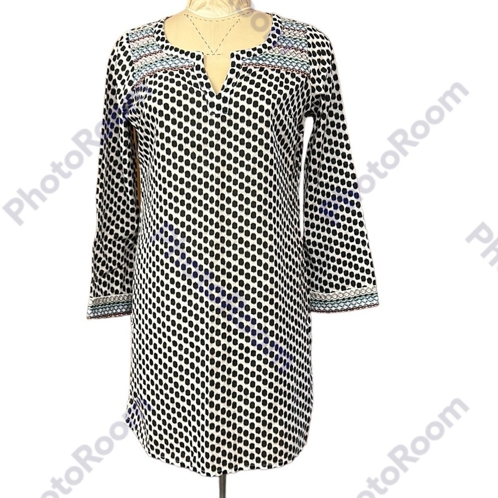 OLD NAVY | Embroidered Swim Coverup Long Sleeve‎ Black/White Polka Dot M